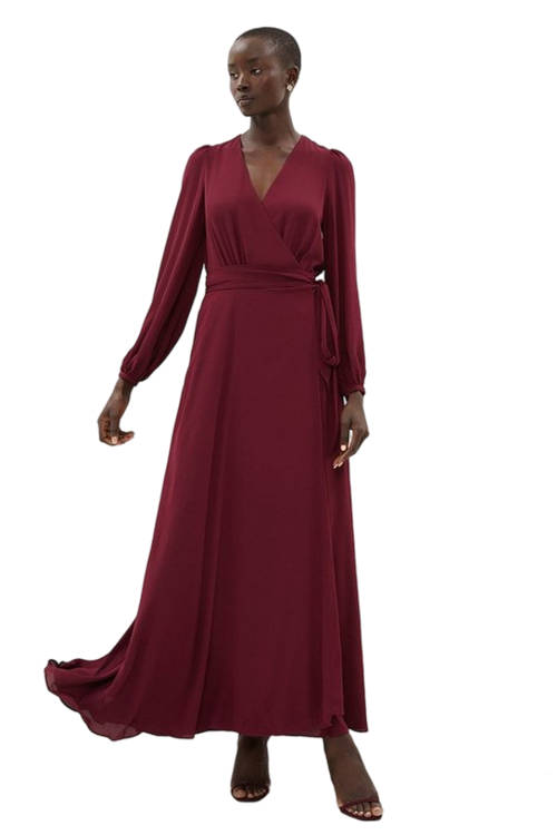 Jacques Vert Aubergin Belted Maxi Wrap Dress ACC01226