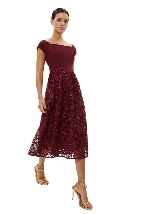 Jacques Vert Aubergine Petite Embroidered Midi Dress BCC00512