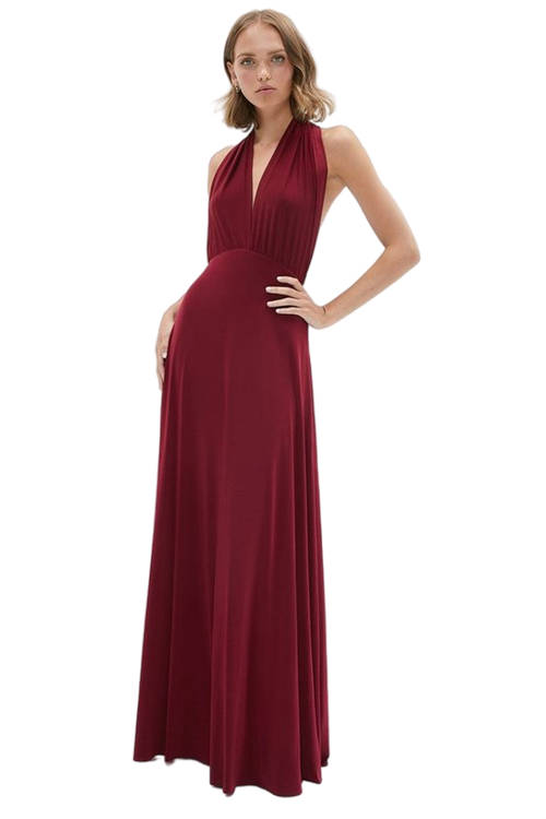 Jacques Vert Aubergine Petite Multiway Bridesmaid Maxi Dress​ BCC01470