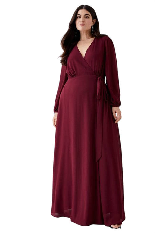 Jacques Vert Aubergine Plus Size Hem Sweep Maxi Wrap Dress BCC05422