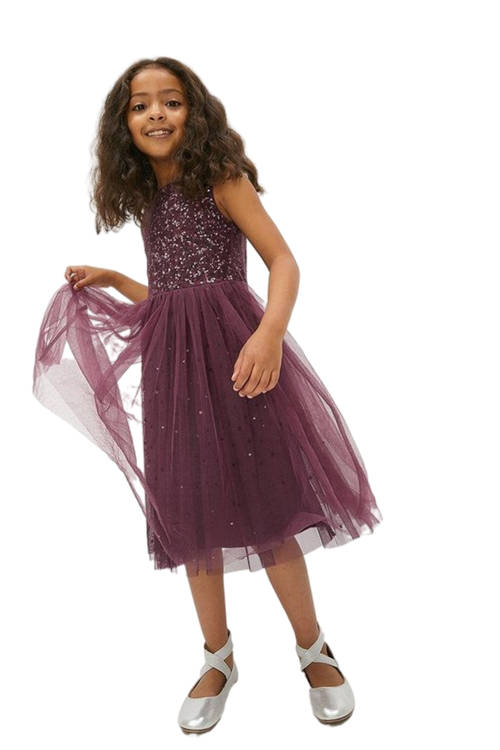 Jacques Vert Berry Girls Ombre Sequin Dress ACC01614