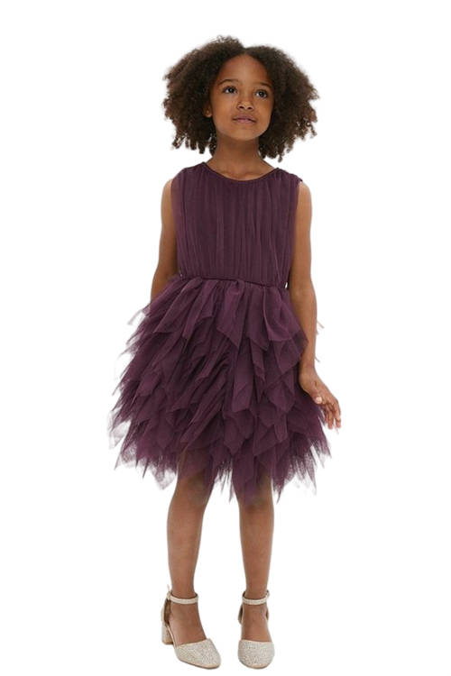 Jacques Vert Berry Girls Statement Ruffle Skirt Dress ACC01289