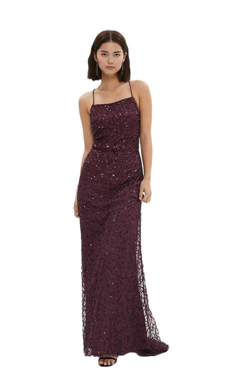 Jacques Vert Berry Petite All Over Sequin Maxi Dress BCC03873