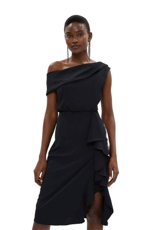 Jacques Vert Black Drape Top Pencil Dress BCC03791