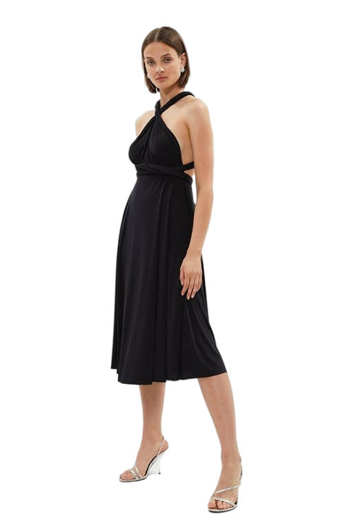 Jacques Vert Black Multiway Bridesmaid Midi Dress​ BCC01472