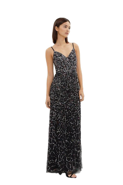 Jacques Vert Black Petite Premium Multi Colour Sequin Maxi Dress BCC03750