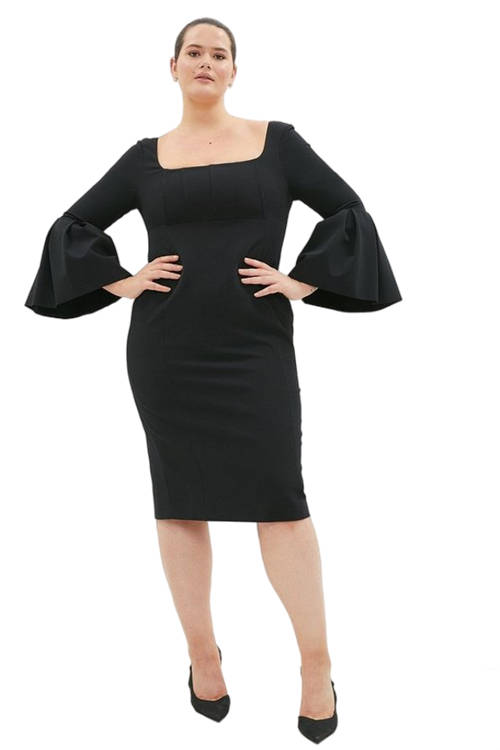 Jacques Vert Black Plus Size Premium Full Sleeve Corset Pencil Dress BCC03182