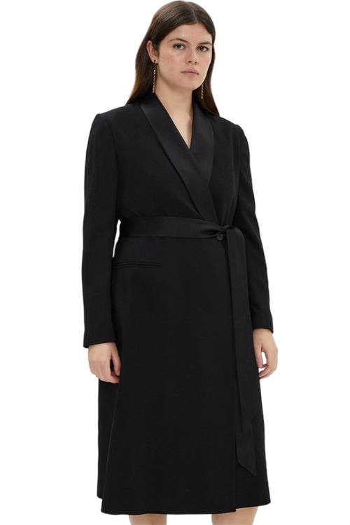 Jacques Vert Black Plus Size Tuxedo Midi Dress BCC00312