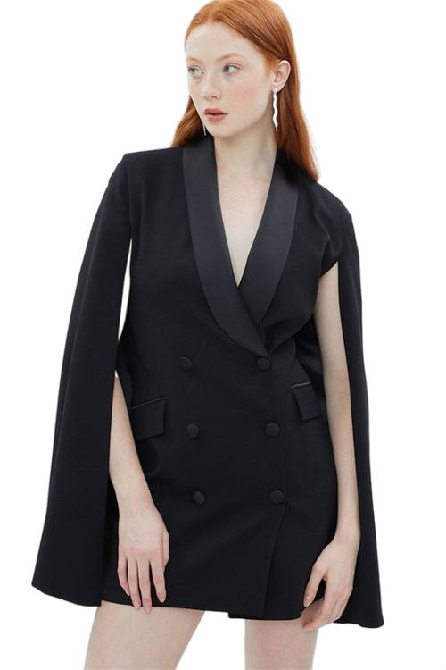 Jacques Vert Black ​​​Premium Cape Back Blazer Dress BCC02866