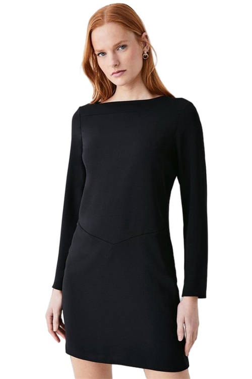 Jacques Vert Black Seam Detail Crepe Shift Dress BCC01002