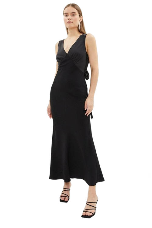 Jacques Vert Black Slip Dress With Tie Back BCC03112