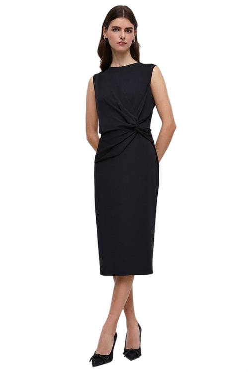 Jacques Vert Black Twist Detail Midi Dress BCC03760