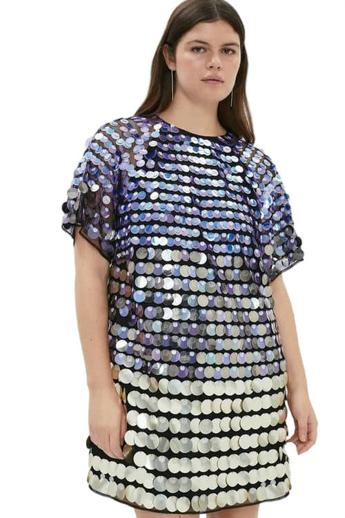 Jacques Vert Blue Plus Size Disc Sequin Mini Dress BCC04274