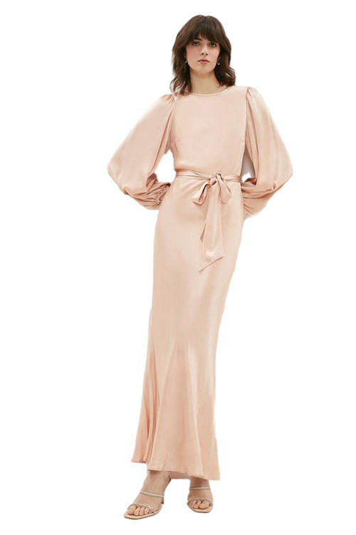 Jacques Vert Blush Backless Satin Open Back Midi Dress​ BCC00923