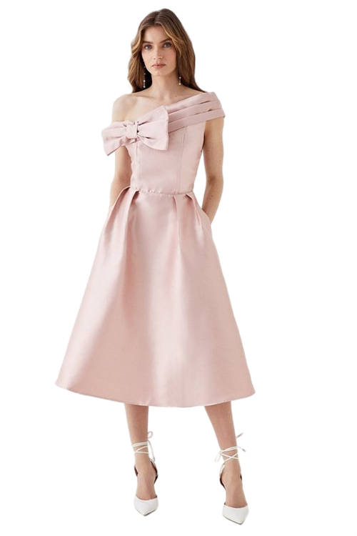 Jacques Vert Blush Bow Detail Midi Dress BCC02048