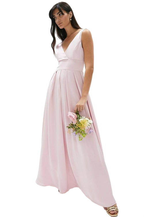 Jacques Vert Blush Full Skirted Satin Bridesmaid Maxi Dress ACC01168