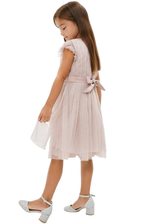 Jacques Vert Blush Girls Bow Back Detail Tulle Dress BCC00913