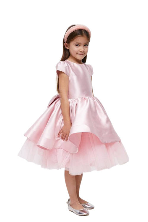 Jacques Vert Blush ​​Girls Bow Detail Layered Twill Dress BCC04101