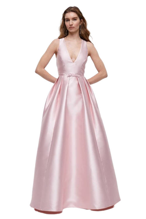 Jacques Vert Blush Halter Neck Mini Bow Bridesmaid Maxi Dress With Pockets BCC04781