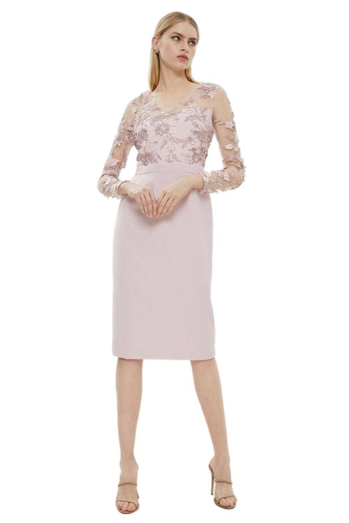 Jacques Vert Blush Lace V Neck Pencil Dress​ BCC01190