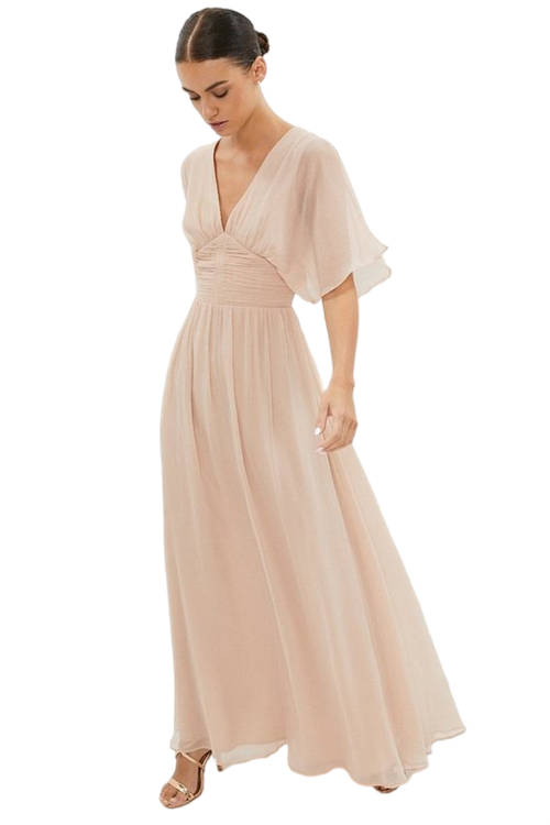 Jacques Vert Blush Petite Angel Sleeve Chiffon Maxi Dress BCC02609