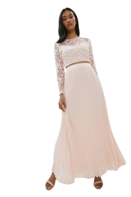 Jacques Vert Blush Pleated Maxi Skirt ACC03403