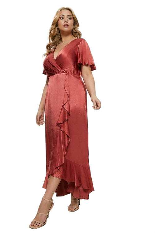 Jacques Vert Blush Plus Size Angel Sleeve Wrap Front Maxi Dress BCC00135