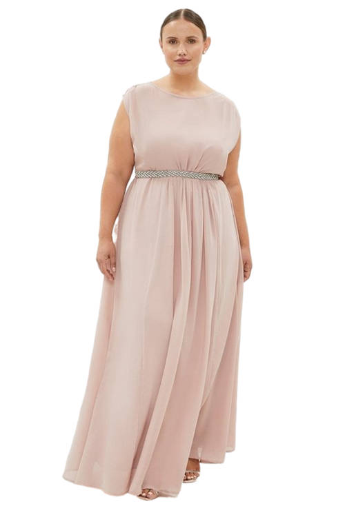 Jacques Vert Blush Plus Size Embellished Belt Maxi Dress BCC03100