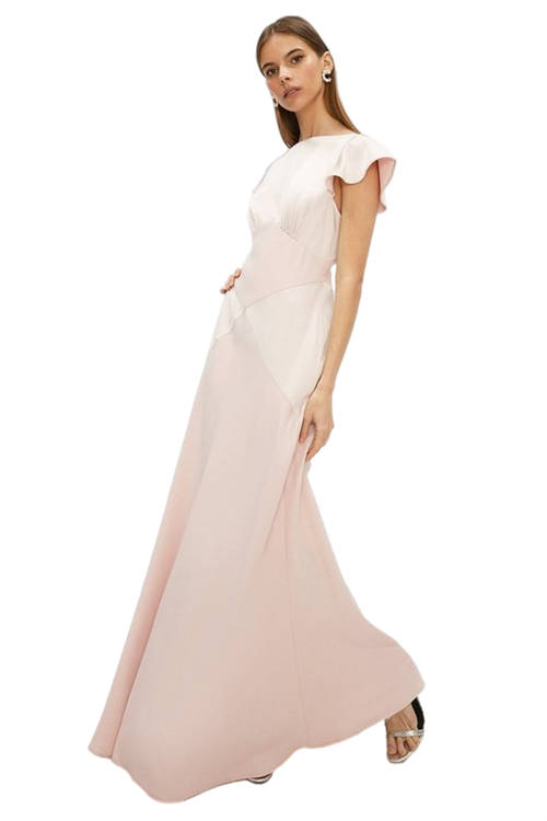 Jacques Vert Blush Satin Mix Seamed Maxi Dress ACC03500