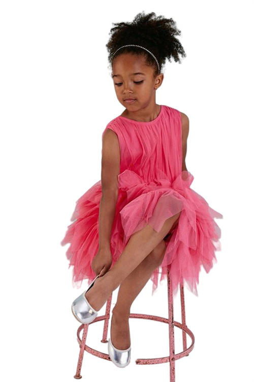 Jacques Vert Bright Pink Girls Statement Ruffle Skirt Dress ACC01289