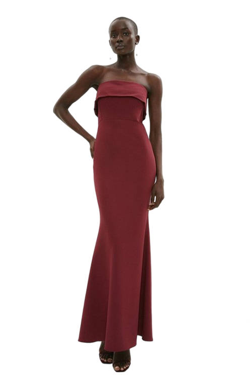 Jacques Vert Burgundy Bandeau Fishtail Maxi Dress BCC02914