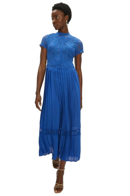 Jacques Vert Cobalt Lace Bodice Pleat Skirt Maxi Dress ACC98809