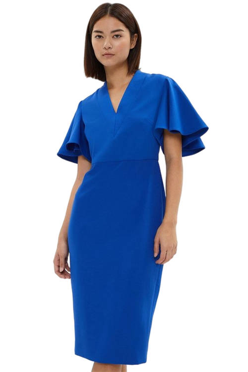 Jacques Vert Cobalt Petite V Neck Flare Sleeve Pencil Dress BCC03811