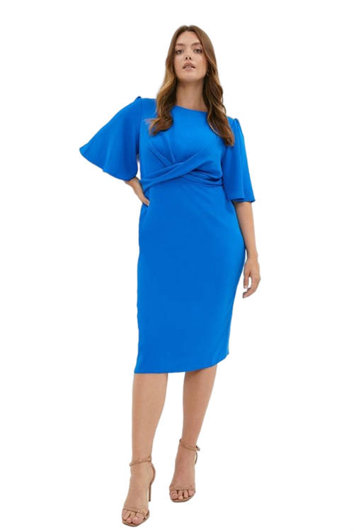 Jacques Vert Cobalt Plus Size Drape Detail Pencil Dress BCC03254