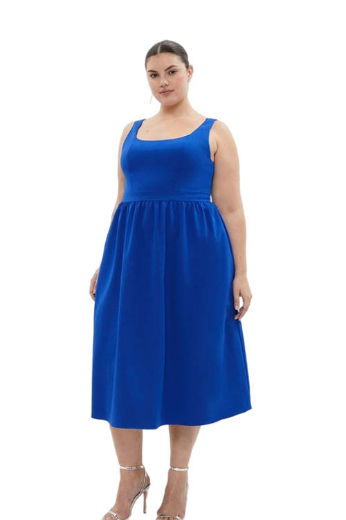 Jacques Vert Cobalt Plus Size Premium Panelled Bodice Midi Dress BCC03185