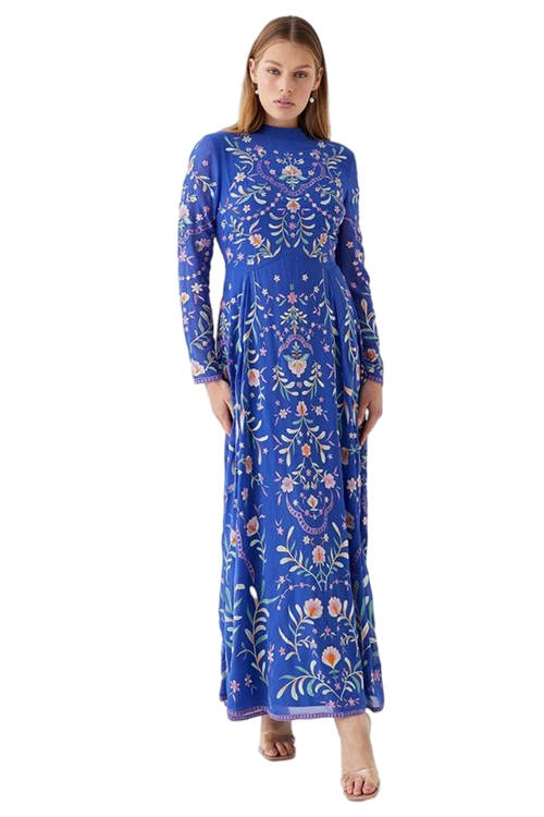 Jacques Vert Cobalt Statement Embroidered Midi Dress BCC05304