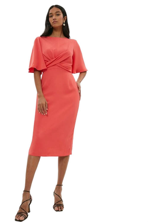 Jacques Vert Coral Drape Detail Pencil Dress BCC00827