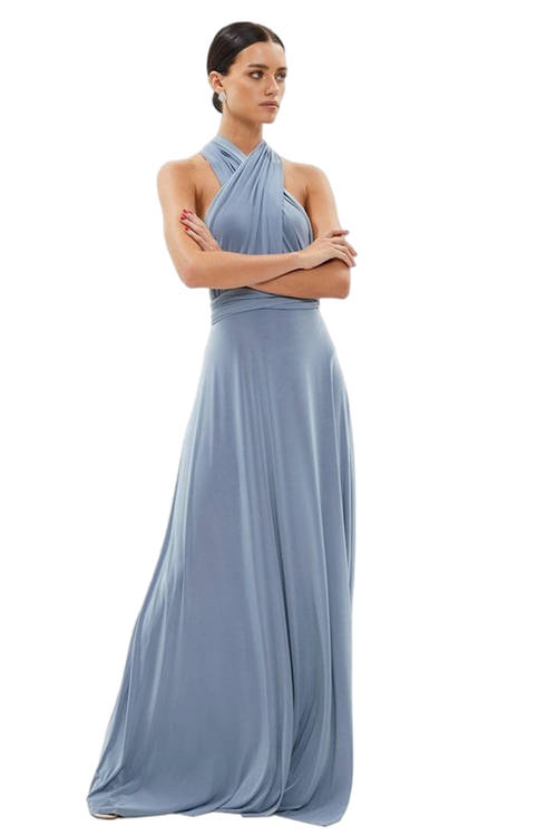 Jacques Vert Dusty Blue Multiway Bridesmaid Maxi Dress​ BCC01473