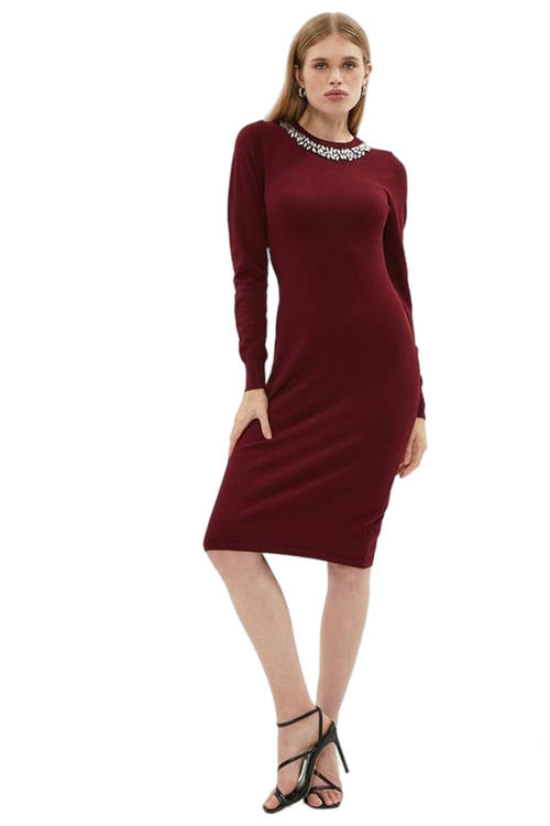 Jacques Vert Embellished Neck Trim Dress BCC01751