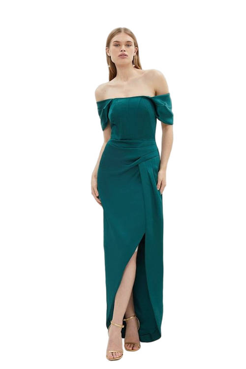 Jacques Vert Emerald Drape Sleeve Corset Maxi Dress BCC03683