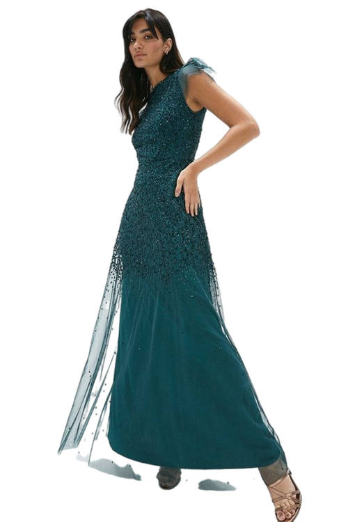 Jacques Vert Forest Angel Sleeve Sequin Maxi Dress ACC95329