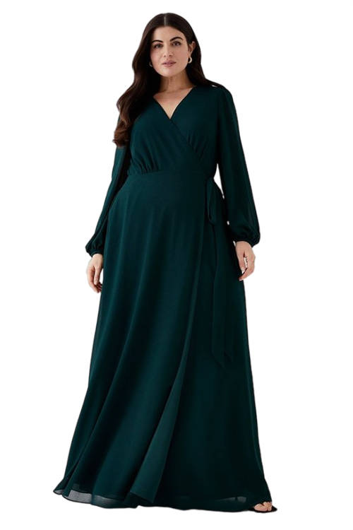 Jacques Vert Forest Plus Size Hem Sweep Maxi Wrap Dress BCC05422