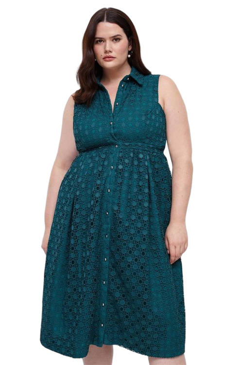 Jacques Vert Forest Plus Size Lace Midi Shirt Dress BCC03178