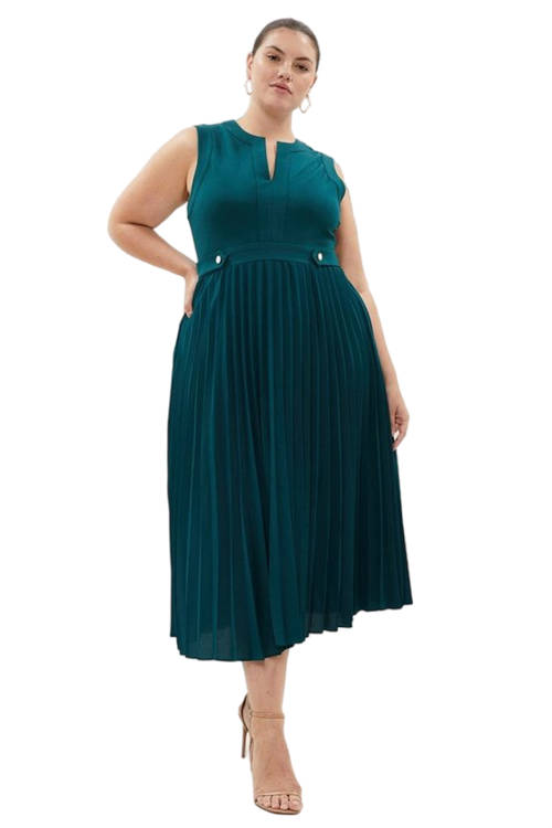 Jacques Vert Forest Plus Size Sleeveless Ponte Top Midi Dress BCC01617