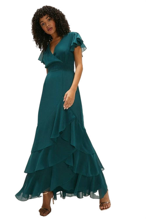 Jacques Vert Forest Tiered Hem Ruffle Maxi Dress ACC00191