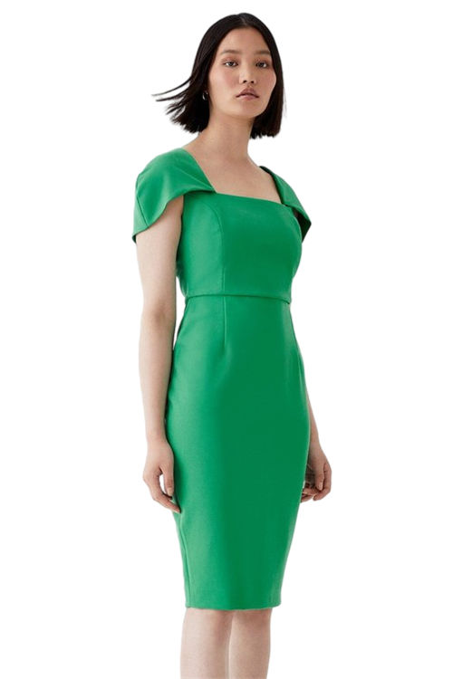 Jacques Vert Green Fold Over Sleeve Pencil Dress BCC05583