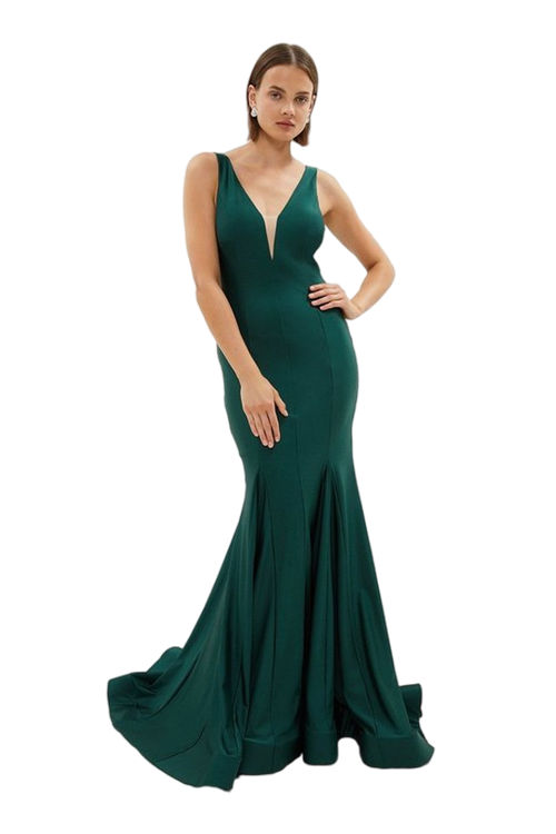 Jacques Vert Green Premium Plunge Fishtail Maxi Dress BCC02235