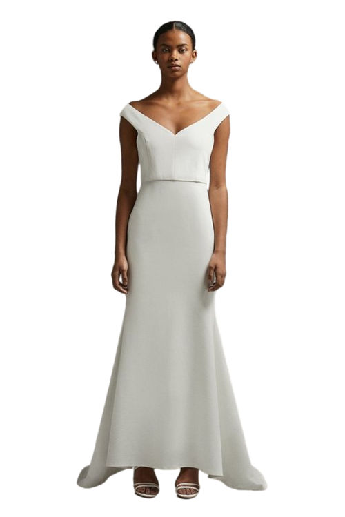 Jacques Vert Ivory Bardot Maxi Dress With Train BCC00138