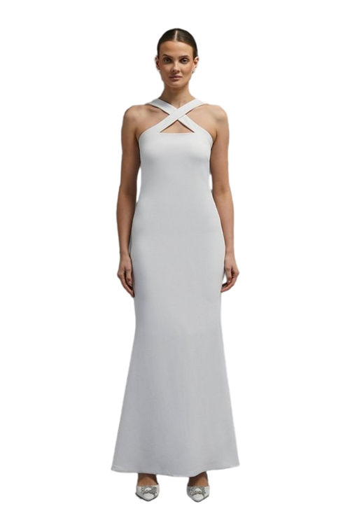 Jacques Vert Ivory Cross Front Detail Crepe Maxi Dress ACC02498