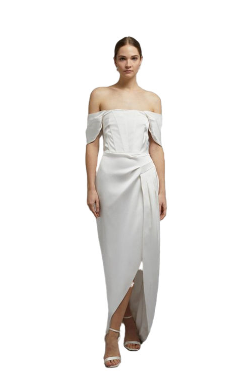 Jacques Vert Ivory Drape Sleeve Corset Maxi Dress BCC03684